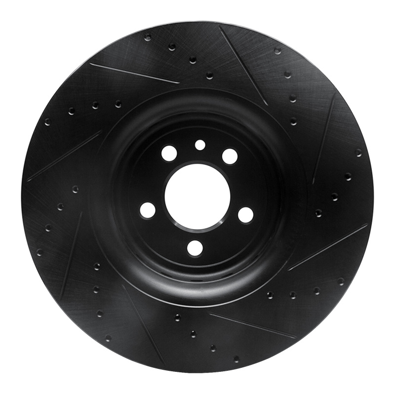Dodge Charger Brake Rotor (1) - Front Left - R1 Concepts - Drilled & Slotted - Black - `14-`23